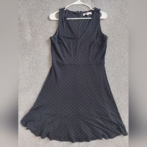 LOFT sleeveless black dress w/ small polka dots, size 6